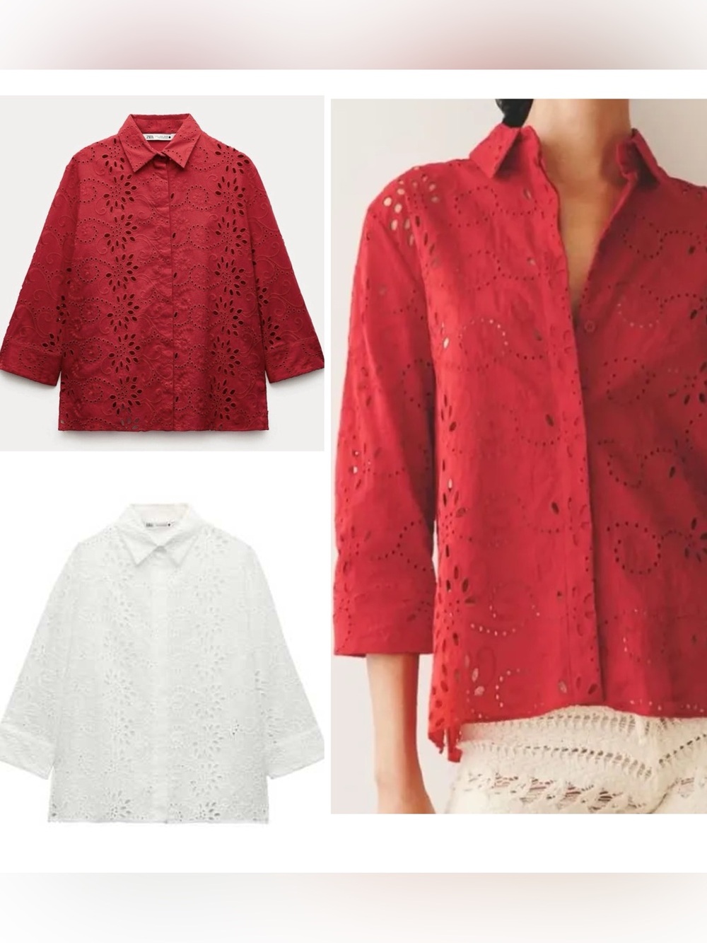 Zara TWO Unique Eyelet Embroidered Top!